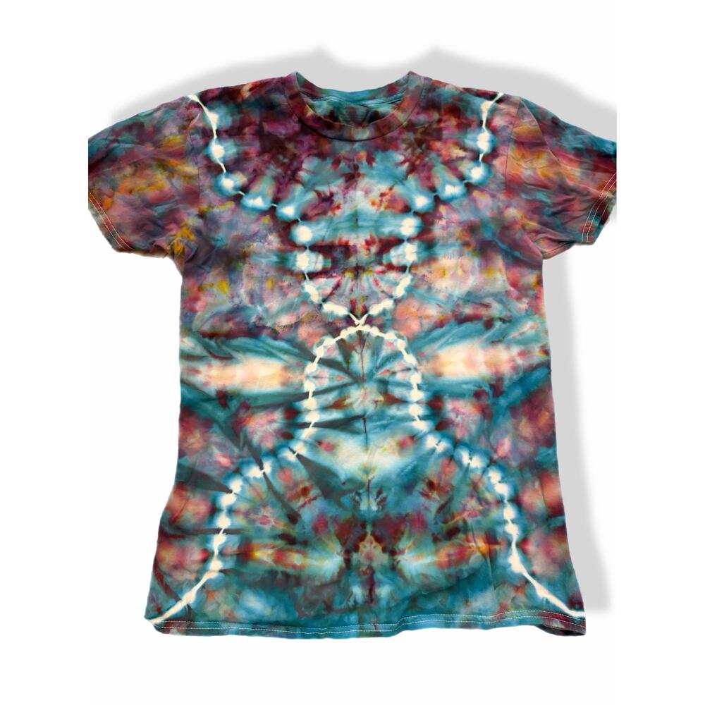 handmade tie dyed unisex tshirt fluid x river blue purple gold unisex M